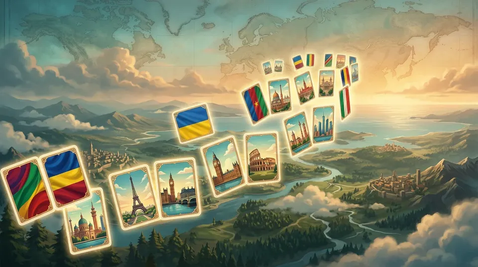 Geography memory games - cards and landmarks