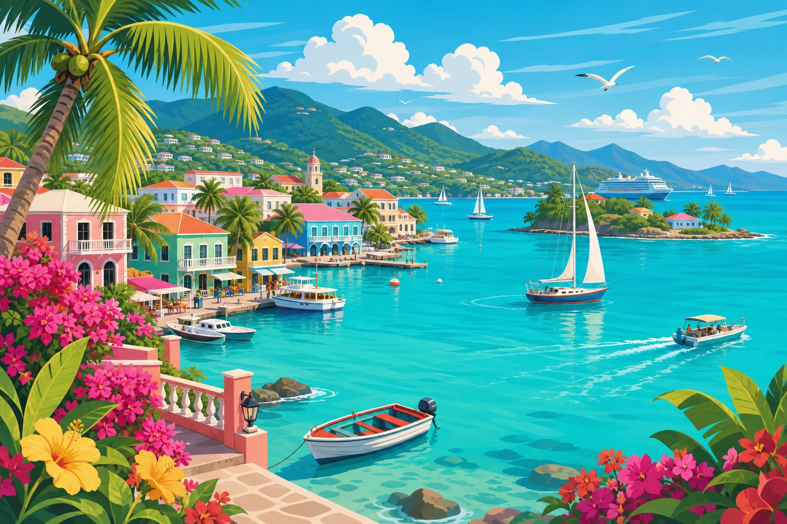 Illustration preview for Caribbean Capitals - GeoFunGames Learn