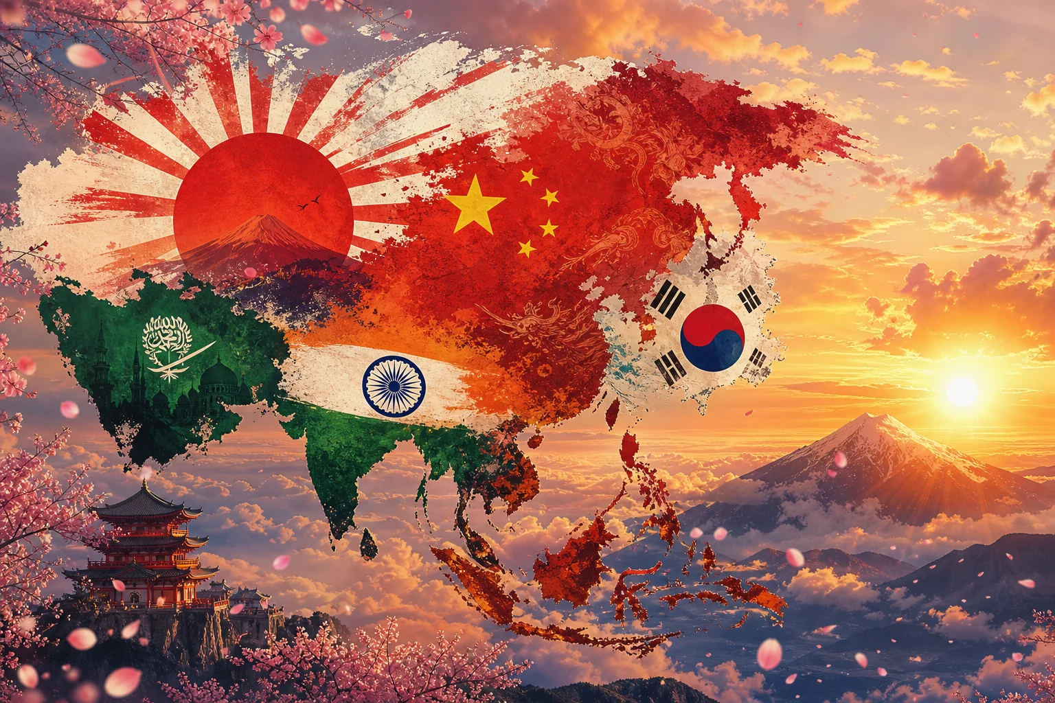 Illustrationsforhåndsvisning for Asiens flag - GeoFunGames Learn
